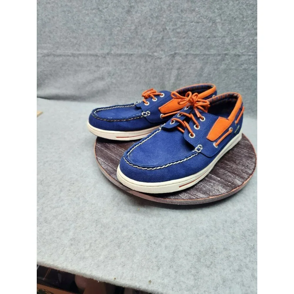 Mens Eastland MLB New York Mets Boat Shoes Size 10 Blue & Orange Canvas